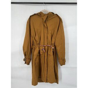 Zara Cotton Oversized Drawstring Trench Coat‎ Women XS Camel Brown Granolagirl